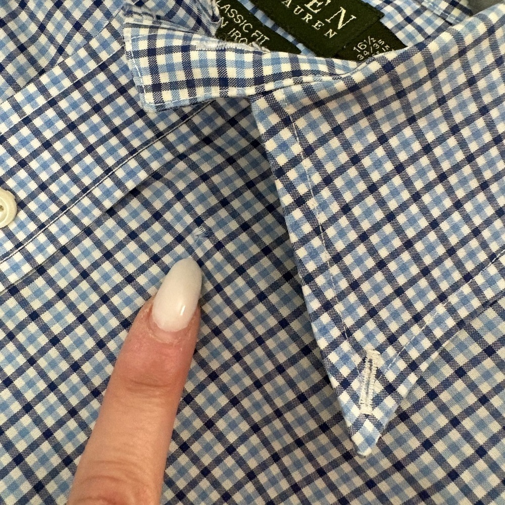 Ralph Lauren Men's White and Blue Check Plaid Shirt - Picture 6 of 7